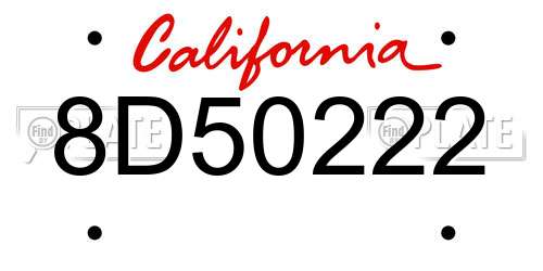 8D50222 California License Plate