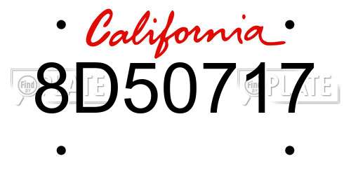 8D50717 California License Plate