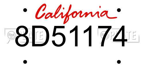 8D51174 California License Plate