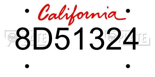 8D51324 California License Plate