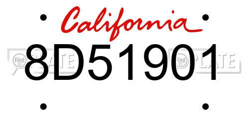 8D51901 California License Plate