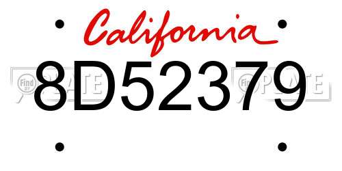 8D52379 California License Plate