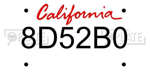 8D52B0 California License Plate