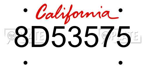 8D53575 California License Plate
