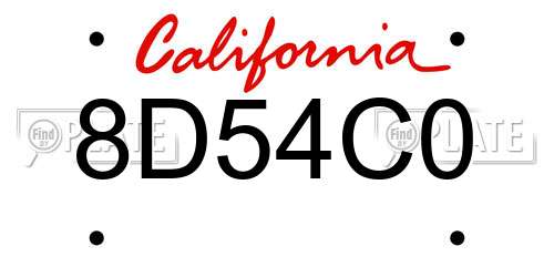 8D54C0 California License Plate