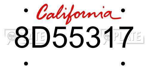 8D55317 California License Plate