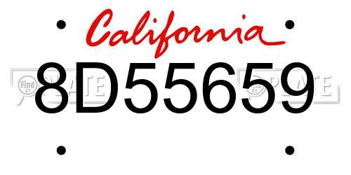 8D55659 California License Plate