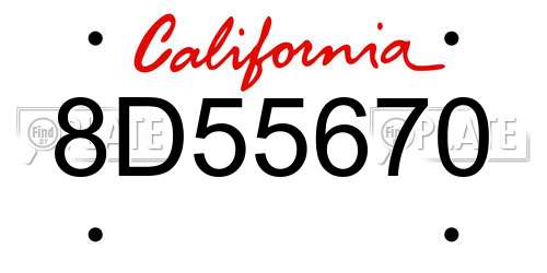 8D55670 California License Plate