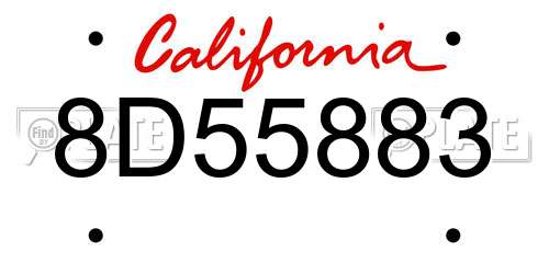 8D55883 California License Plate