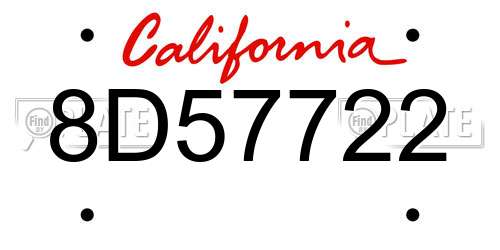 8D57722 California License Plate
