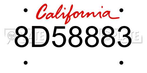 8D58883 California License Plate