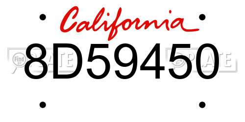 8D59450 California License Plate