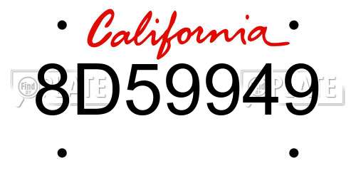 8D59949 California License Plate