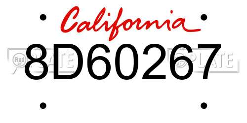 8D60267 California License Plate
