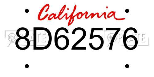 8D62576 California License Plate