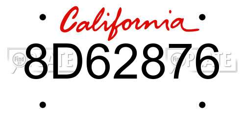 8D62876 California License Plate
