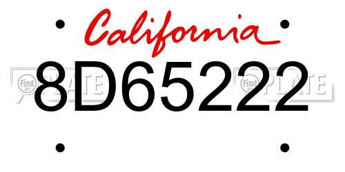 8D65222 California License Plate