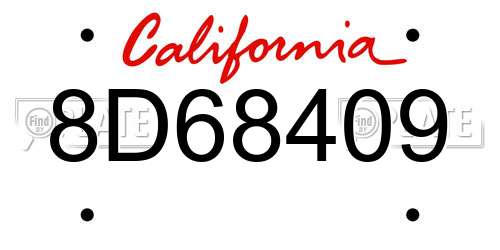 8D68409 California License Plate