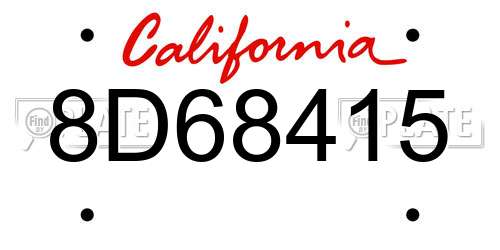 8D68415 California License Plate