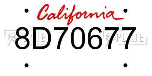8D70677 California License Plate