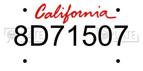 8D71507 California License Plate