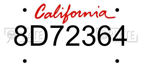 8D72364 California License Plate