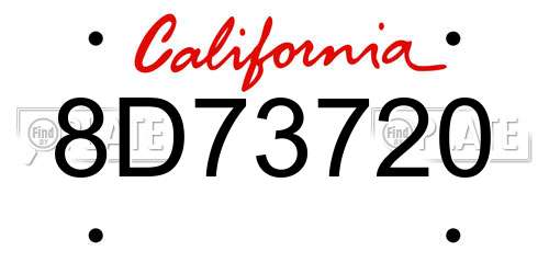 8D73720 California License Plate