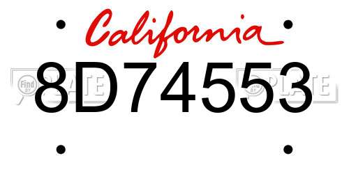 8D74553 California License Plate