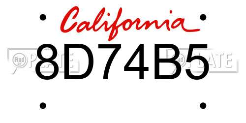 8D74B5 California License Plate