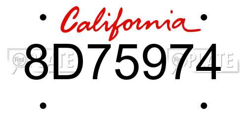 8D75974 California License Plate