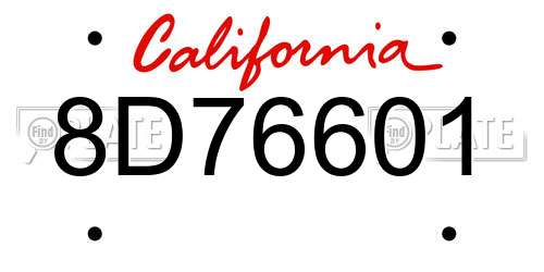 8D76601 California License Plate