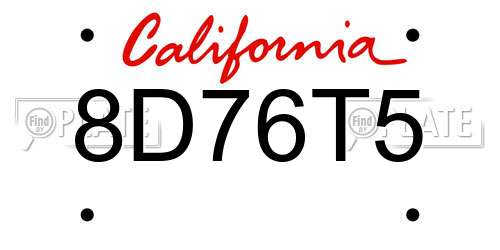 8D76T5 California License Plate