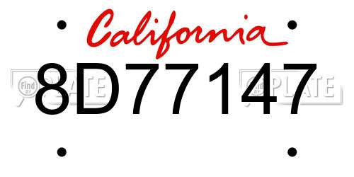 8D77147 California License Plate
