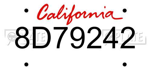 8D79242 California License Plate