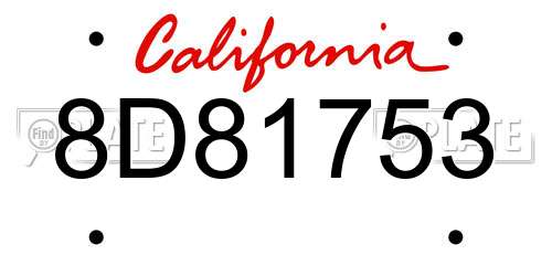 8D81753 California License Plate
