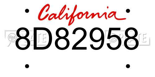 8D82958 California License Plate