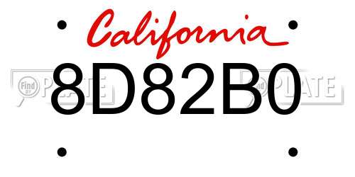 8D82B0 California License Plate