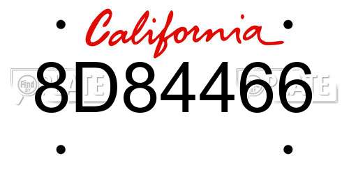8D84466 California License Plate