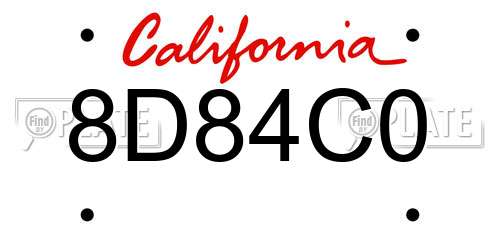 8D84C0 California License Plate