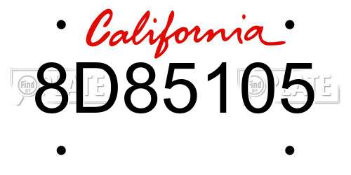 8D85105 California License Plate