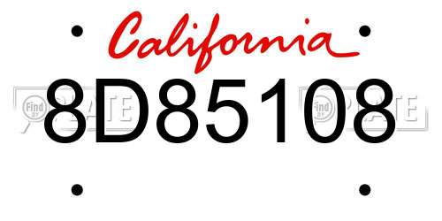 8D85108 California License Plate