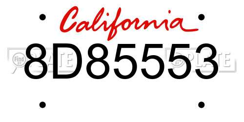 8D85553 California License Plate