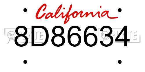 8D86634 California License Plate