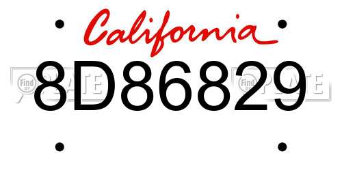 8D86829 California License Plate
