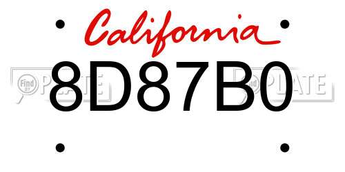 8D87B0 California License Plate