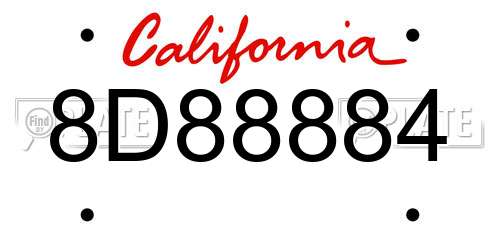 8D88884 California License Plate