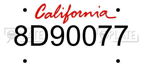 8D90077 California License Plate