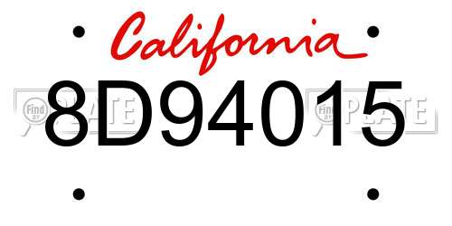 8D94015 California License Plate