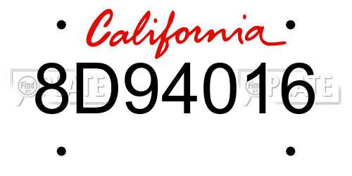 8D94016 California License Plate