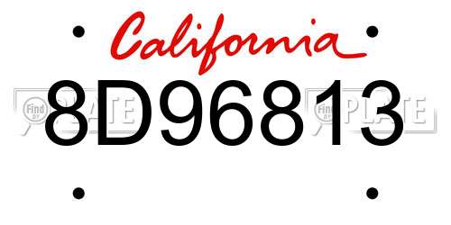 8D96813 California License Plate